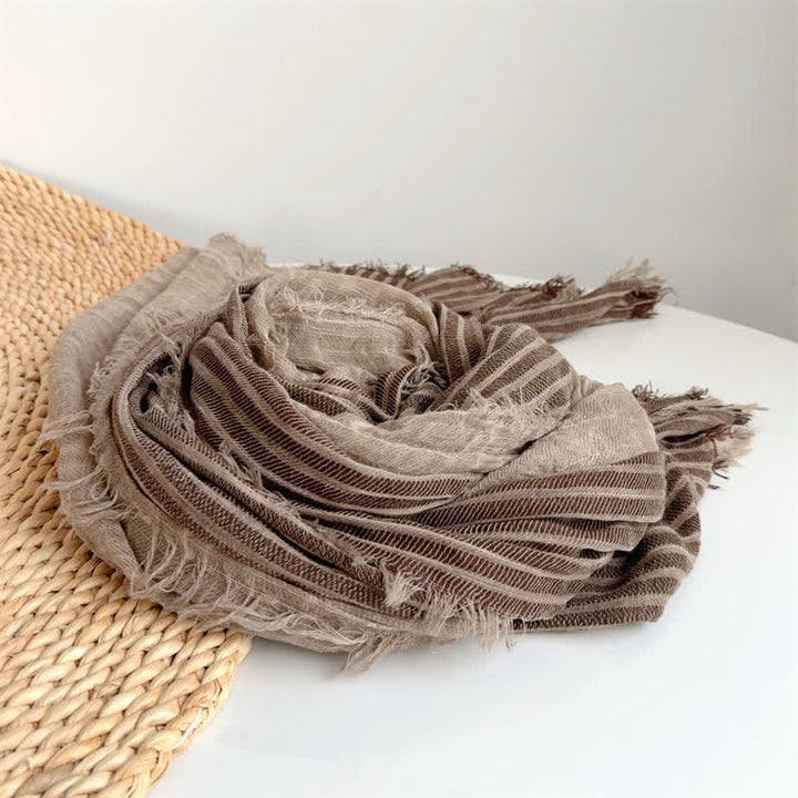 Buddha Stones Fall Winter Vertical Stripes Tassel Textured Women's Scarf - image 11