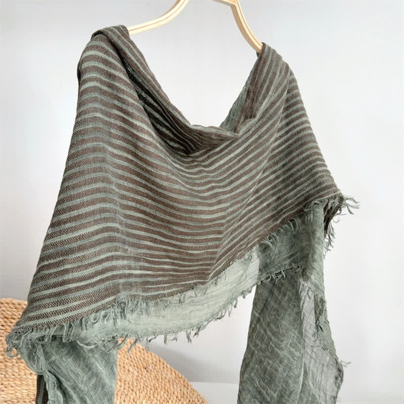 Buddha Stones Fall Winter Vertical Stripes Tassel Textured Women's Scarf - image 1