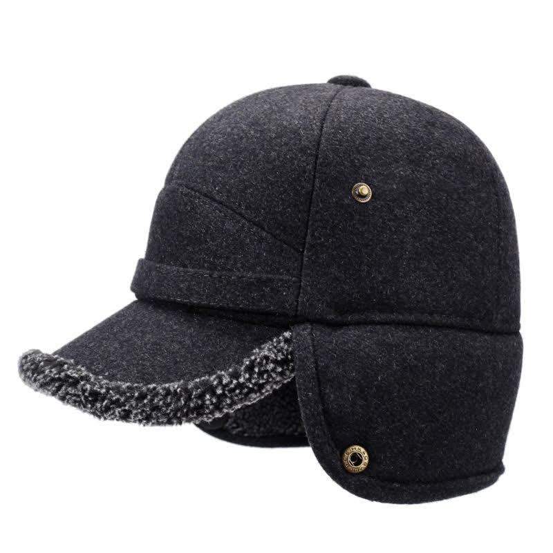 Buddha Stones Winter Plush Trim Earflap Baseball Style Men's Hat - image 1