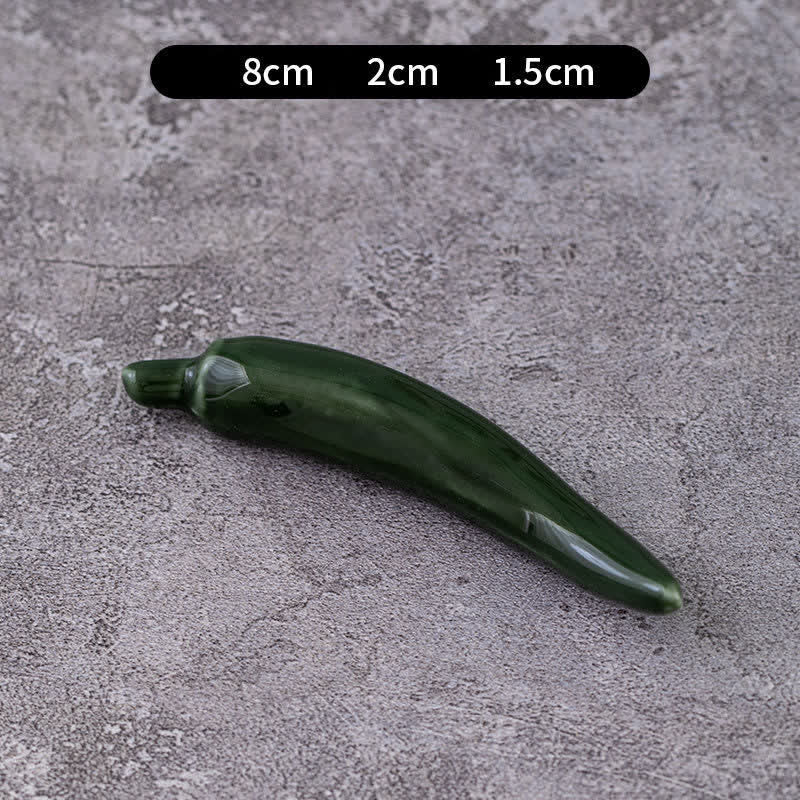 Buddha Stones Ceramic Vegetable Design Mini Tabletop Chopstick Holder - Chili Pepper (Red) Approx. 8 × 2 × 1.5 cm - Ceramic - image 12
