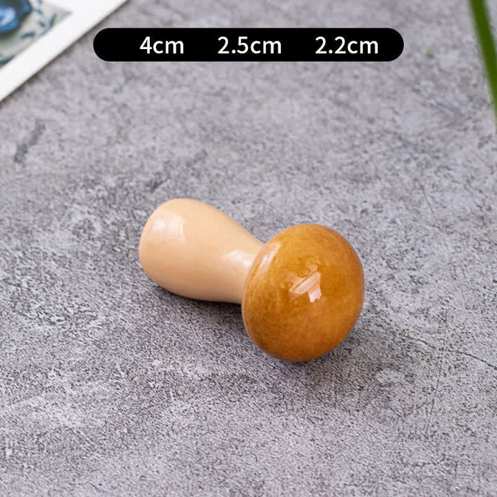 Buddha Stones Ceramic Vegetable Design Mini Tabletop Chopstick Holder - Shiitake Mushroom (Yellow) Approx. 4.2 × 2.5 × 2.2 cm - Ceramic - image 16