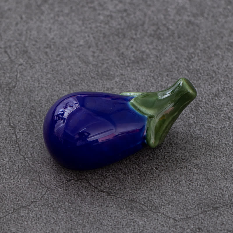 Buddha Stones Ceramic Vegetable Design Mini Tabletop Chopstick Holder - Eggplant (Dark) - Ceramic - image 20