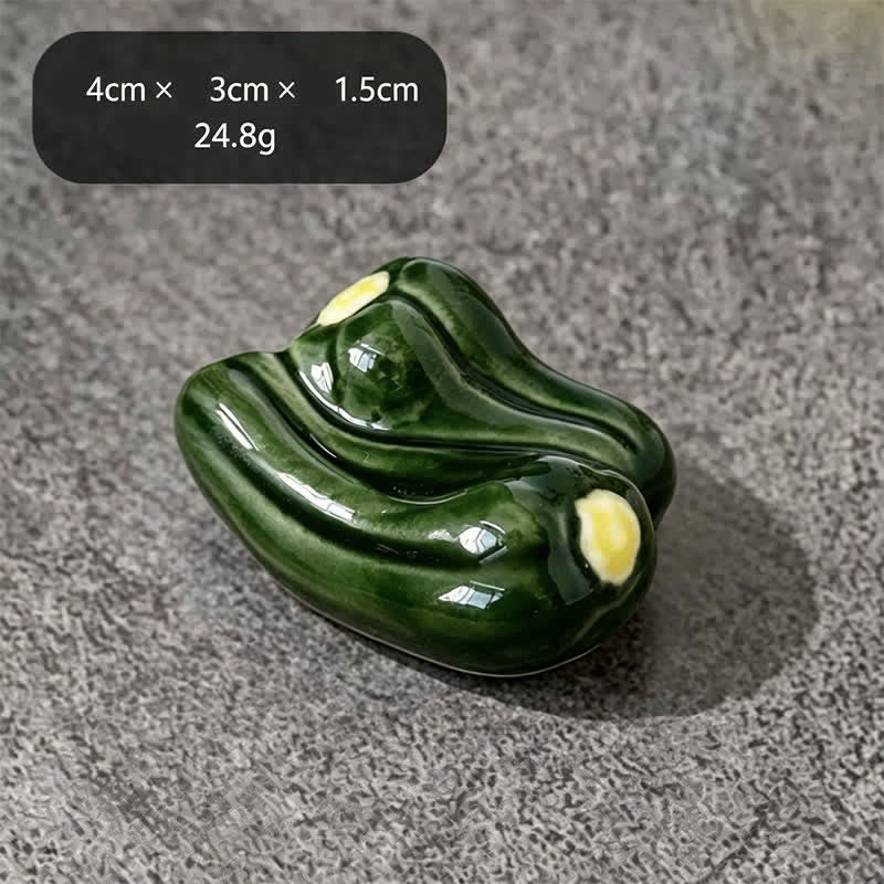 Buddha Stones Ceramic Vegetable Design Mini Tabletop Chopstick Holder - Bell Pepper (Dark Green) Approx. 4 × 3 × 1.5 cm - Ceramic - image 28