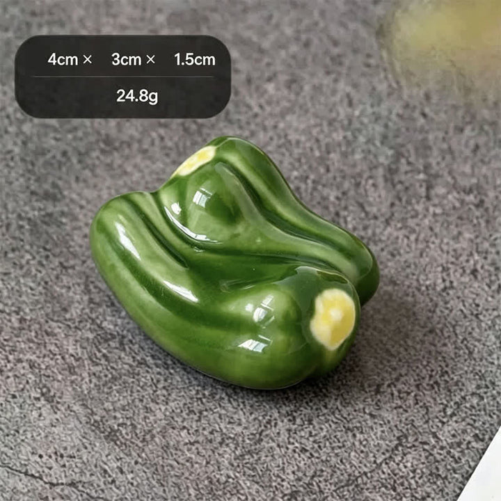 Buddha Stones Ceramic Vegetable Design Mini Tabletop Chopstick Holder - Bell Pepper (Light Green) Approx. 4 × 3 × 1.5 cm - Ceramic - image 27