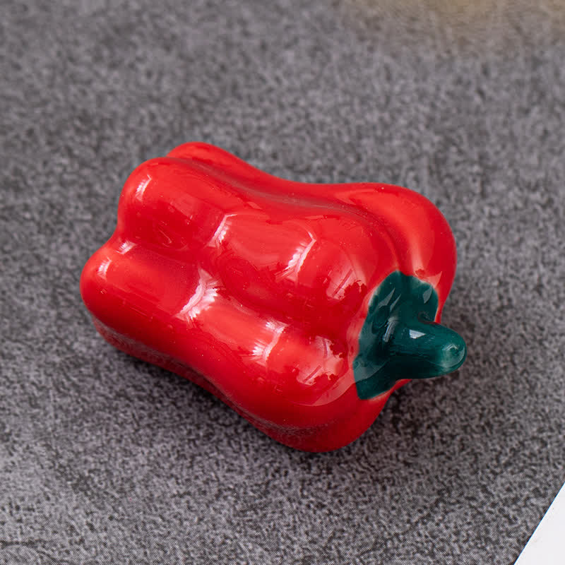 Buddha Stones Ceramic Vegetable Design Mini Tabletop Chopstick Holder - Red Bell Pepper Approx. 4.5 × 3.2 × 2.8 cm - Ceramic - image 25