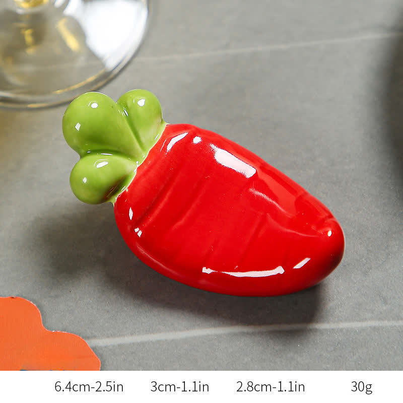 Buddha Stones Ceramic Vegetable Design Mini Tabletop Chopstick Holder - Red Radish-Shaped Chopstick Rest Approx. 6.4 × 3 × 2.8 cm - Ceramic - image 36