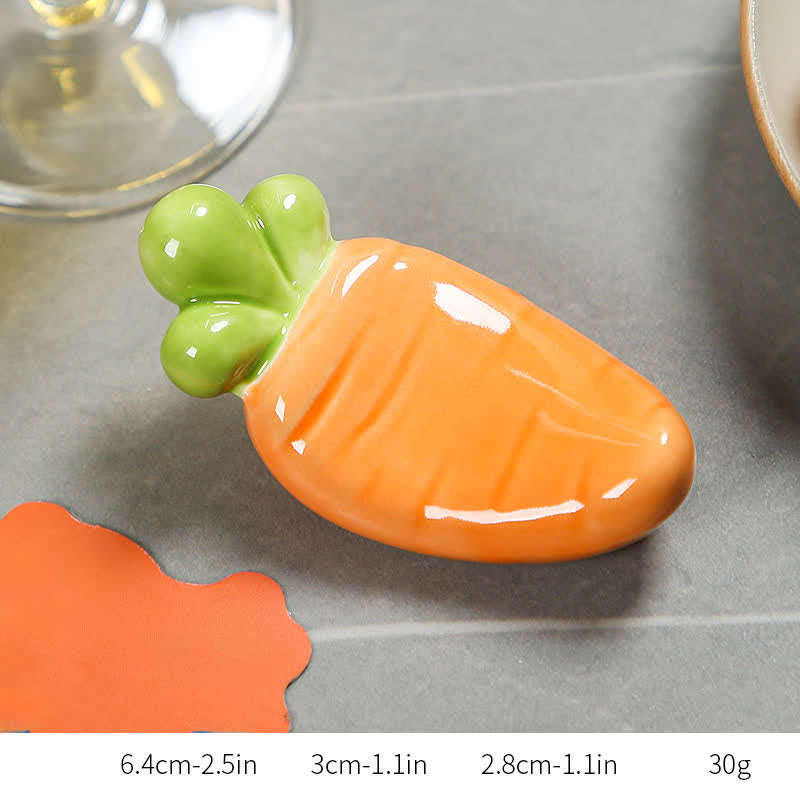 Buddha Stones Ceramic Vegetable Design Mini Tabletop Chopstick Holder - Orange Radish-Shaped Chopstick Rest Approx. 6.4 × 3 × 2.8 cm - Ceramic - image 37