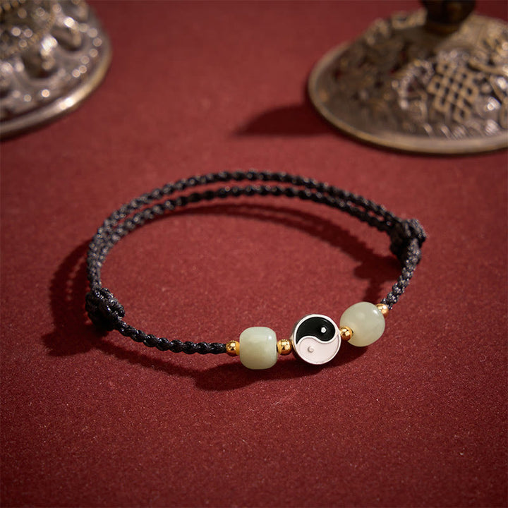 Buddha Stones Alloy Yin Yang Hetian Jade Bead Red String Balance Bracelet - image 13