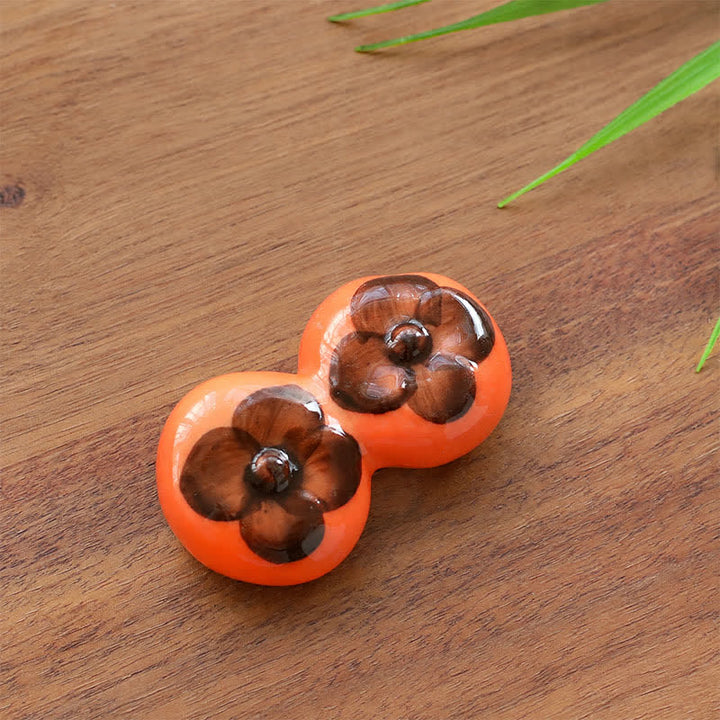 Buddha Stones Mini Ceramic Fruit Design Chopstick Holder - Persimmon Approx. 5.6 × 3 × 1.25 cm - image 5