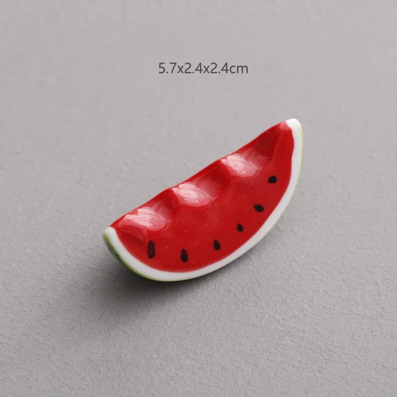 Buddha Stones Mini Ceramic Fruit Design Chopstick Holder - Red Watermelon Approx. 5.7 × 2.4 × 2.4 cm - image 9