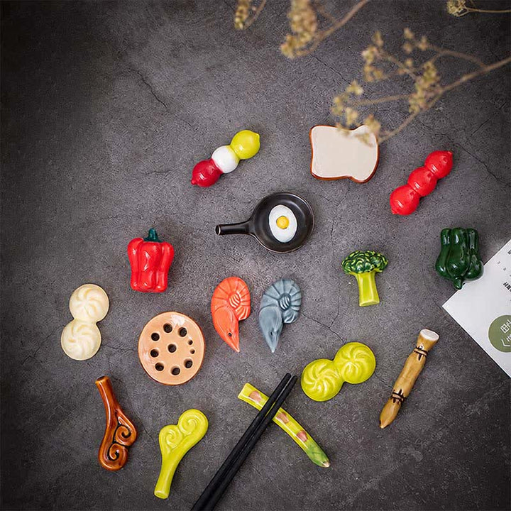 Buddha Stones Ceramic Food Style Mini Chopstick Holder - image 0