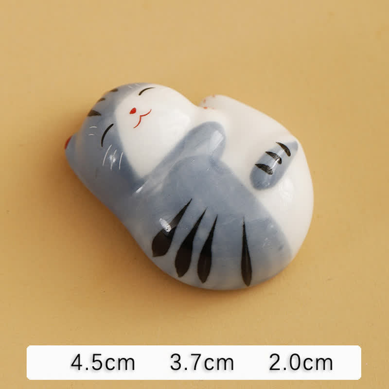 Buddha Stones Small Ceramic Lucky Cat Tabletop Chopstick Holder - Little Blue Cat Approx. 4.5 × 3.7 × 2.0 cm - image 17