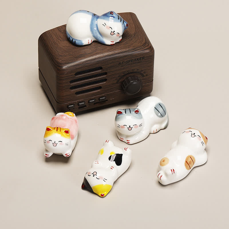 Buddha Stones Small Ceramic Lucky Cat Tabletop Chopstick Holder - image 9