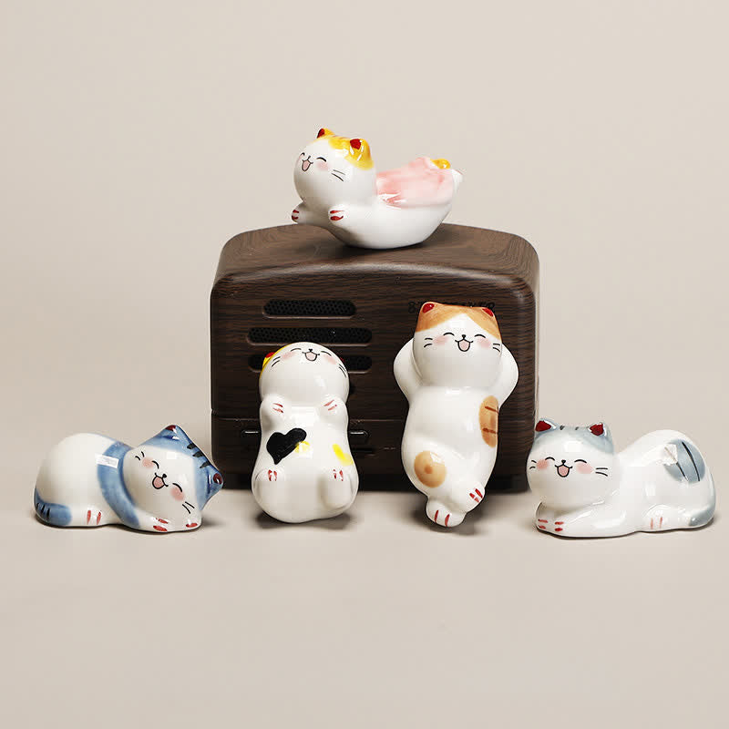 Buddha Stones Small Ceramic Lucky Cat Tabletop Chopstick Holder - image 8