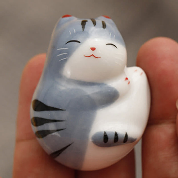 Buddha Stones Small Ceramic Lucky Cat Tabletop Chopstick Holder - image 18