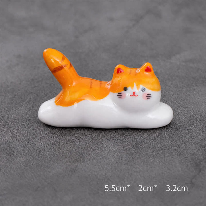 Buddha Stones Ceramic Playful Cat Design Chopstick Holder - Orange Approx. 5.5 × 2 × 3.2 cm - Ceramic - image 15