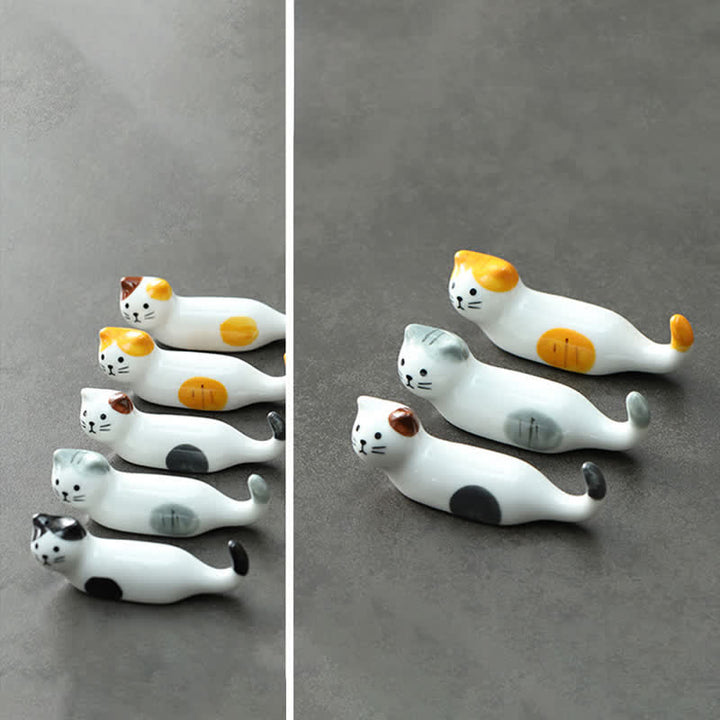 Buddha Stones Ceramic Playful Cat Design Chopstick Holder - image 11