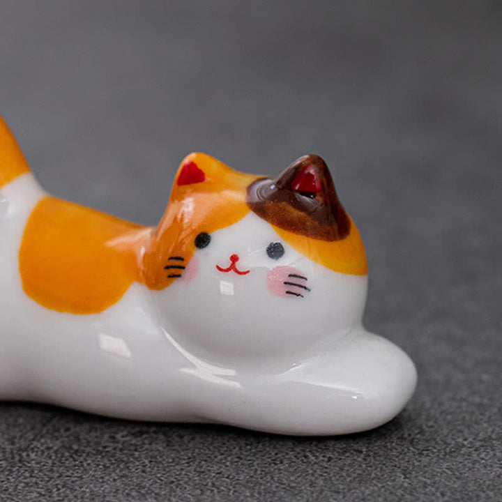 Buddha Stones Ceramic Playful Cat Design Chopstick Holder - image 20