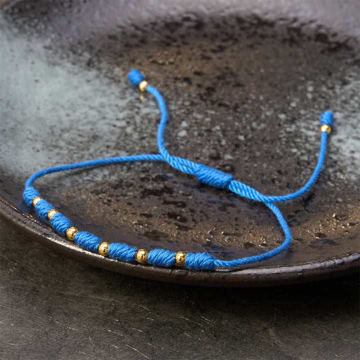 Buddha Stones Copper Beads Blue String Strength Balance Bracelet - image 2
