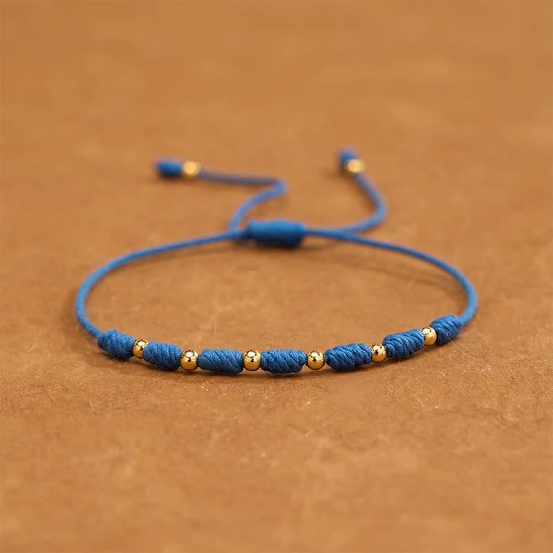 Buddha Stones Copper Beads Blue String Strength Balance Bracelet - Copper(Healing ♥ Wealth) - image 0