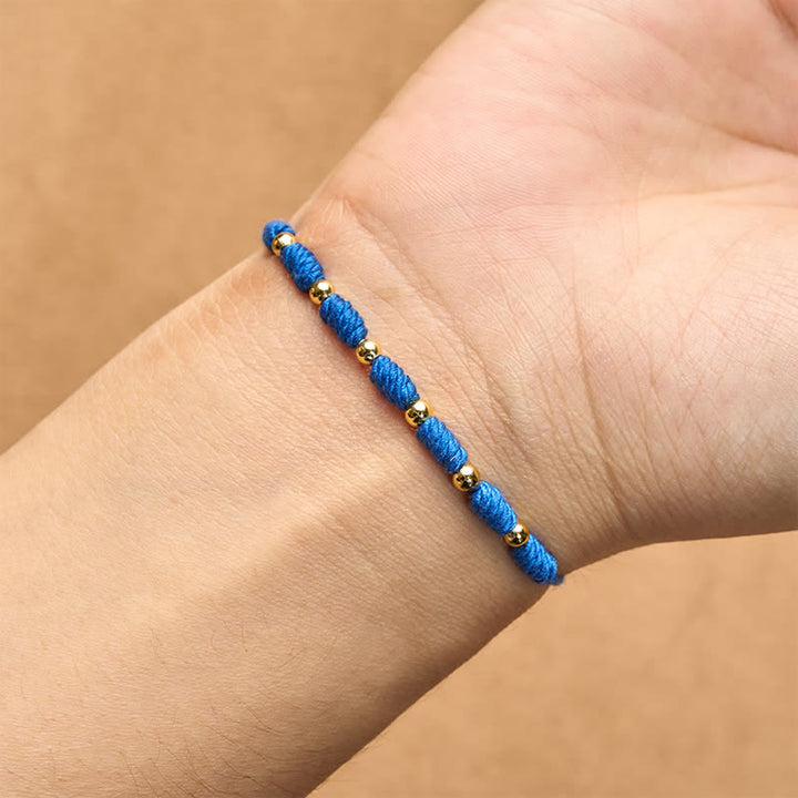 Buddha Stones Copper Beads Blue String Strength Balance Bracelet - image 8