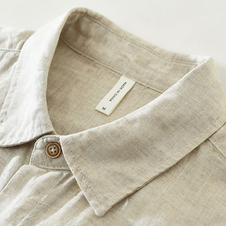 Buddha Stones Spring Casual Minimalist Button-Up Drawstring Solid Men's Long Sleeve Shirts - image 3
