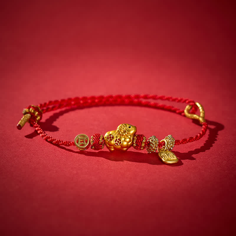 Buddha Stones Red String Goat Charm Braided Faith Bracelet - image 4