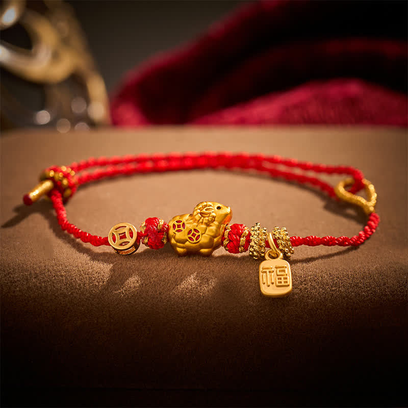 Buddha Stones Red String Goat Charm Braided Faith Bracelet - image 2