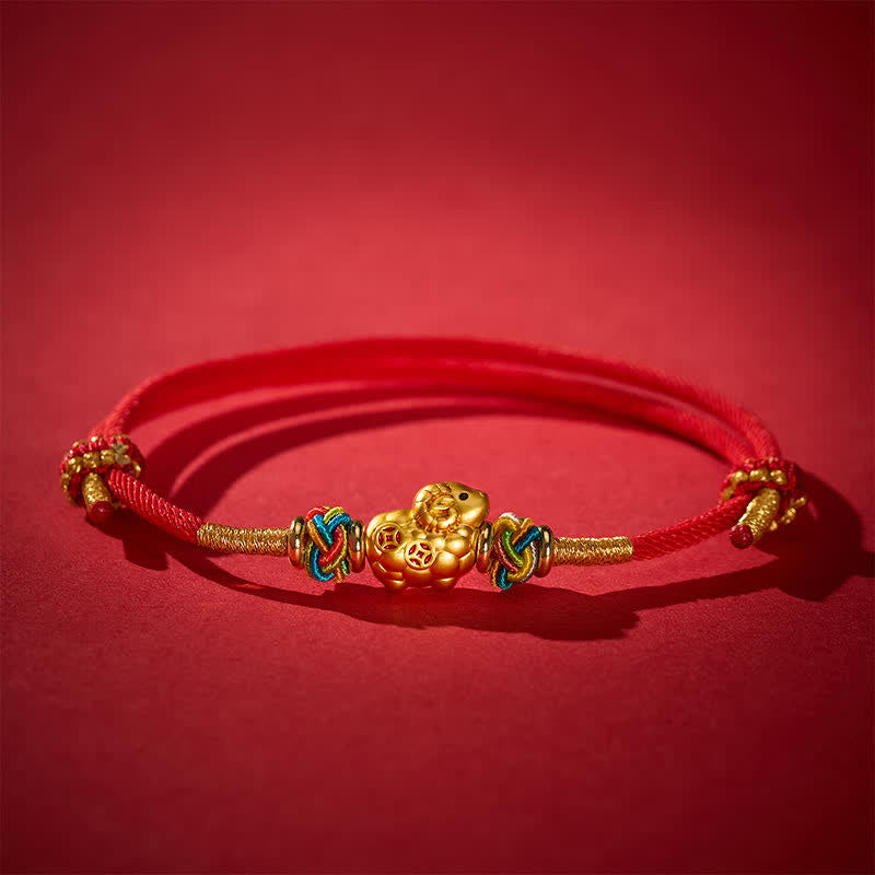 Buddha Stones Hand-Woven Red String Goat Charm Protection Bracelet - Side View - image 0