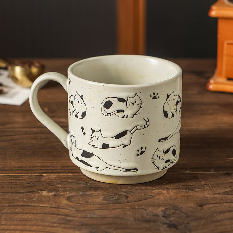 Buddha Stones Vintage Cat Flower Illustration Ceramic Mug Coffee Cup - image 1