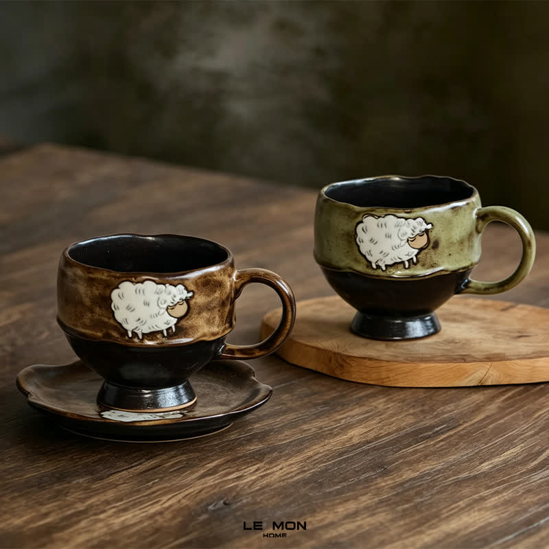 Buddha Stones Year of the Goat Cute Sheep Ceramic Coffee Mug 250 ml - image 0