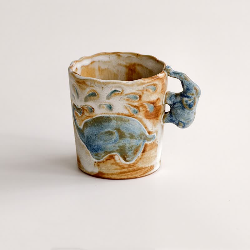 Buddha Stones Retro Elephant 250ml Ceramic Coffee Cup - image 1