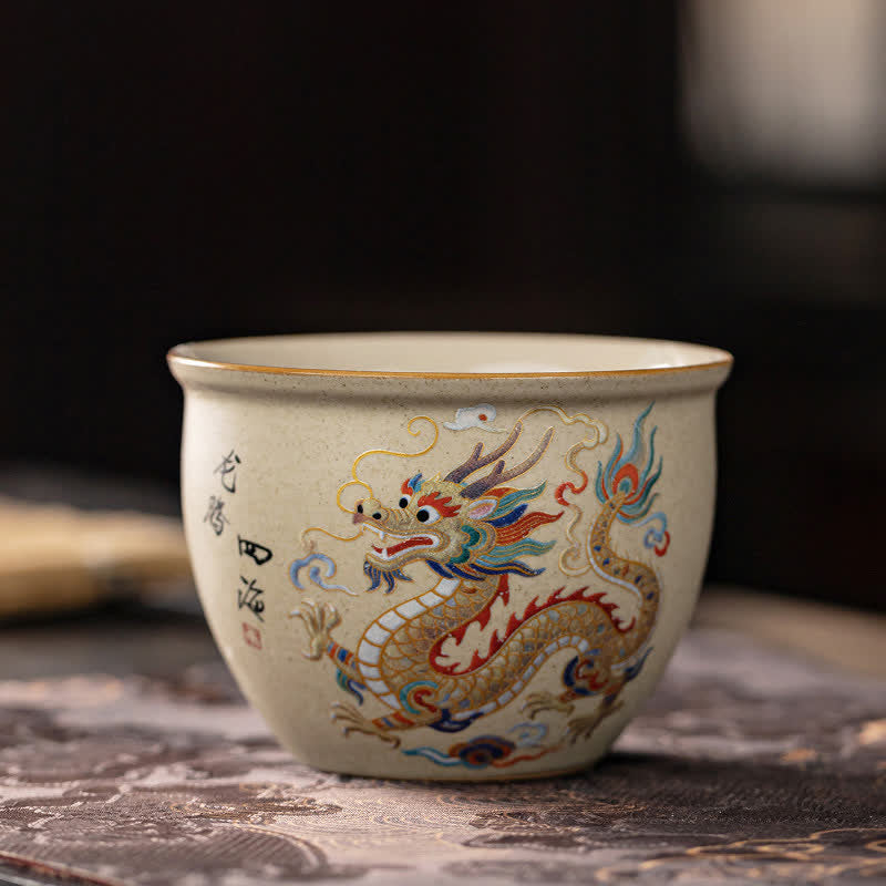 Buddha Stones Hand-Painted Chinese Zodiac Ceramic Gongfu Tea Cup 140ml - Dragon - Approx. 140ml - image 9
