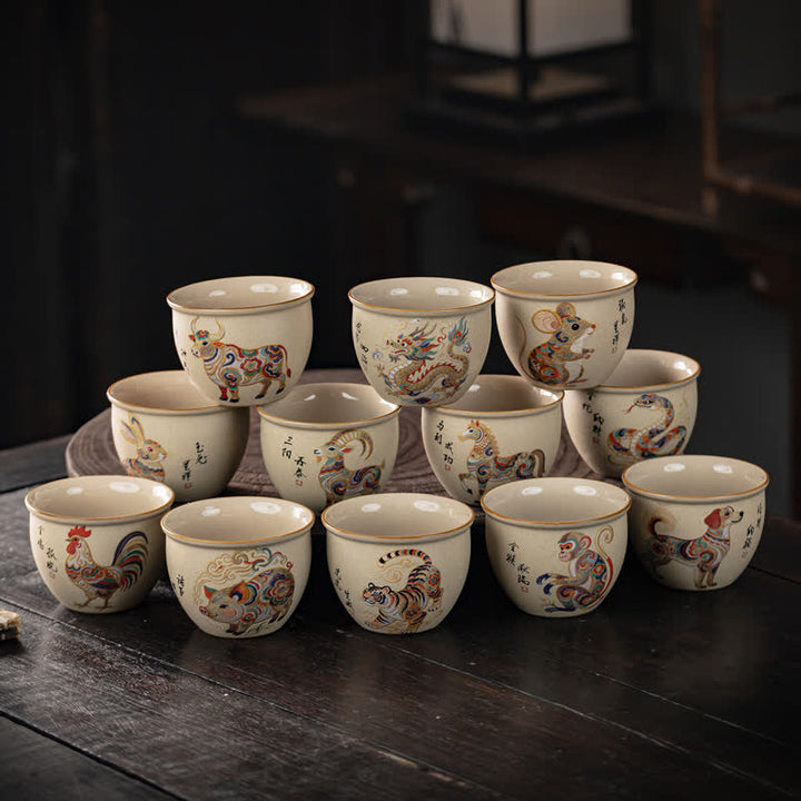 Buddha Stones Hand-Painted Chinese Zodiac Ceramic Gongfu Tea Cup 140ml - image 20