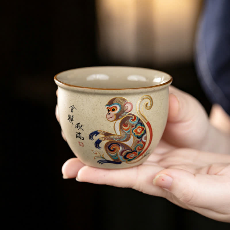 Buddha Stones Hand-Painted Chinese Zodiac Ceramic Gongfu Tea Cup 140ml - image 14