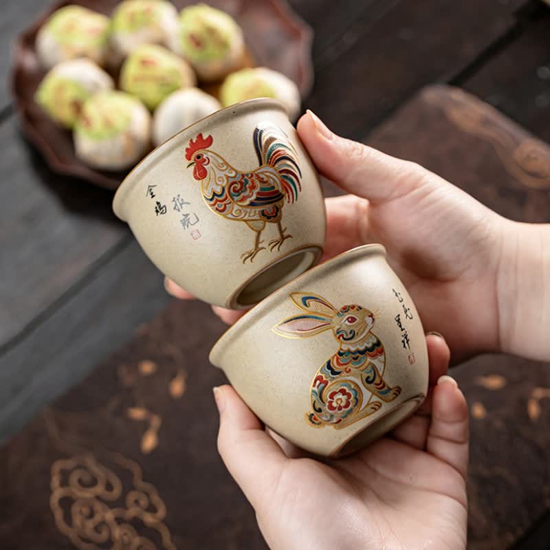Buddha Stones Hand-Painted Chinese Zodiac Ceramic Gongfu Tea Cup 140ml - image 19