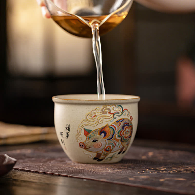 Buddha Stones Hand-Painted Chinese Zodiac Ceramic Gongfu Tea Cup 140ml - image 18
