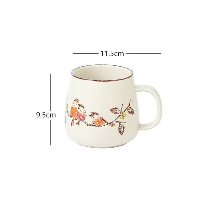 Buddha Stones Hand-Painted Koi Fish Lotus Bird Flower Willow Design Ceramic Mug 300ml - Bird & Flower - Approx. 300ml - image 3