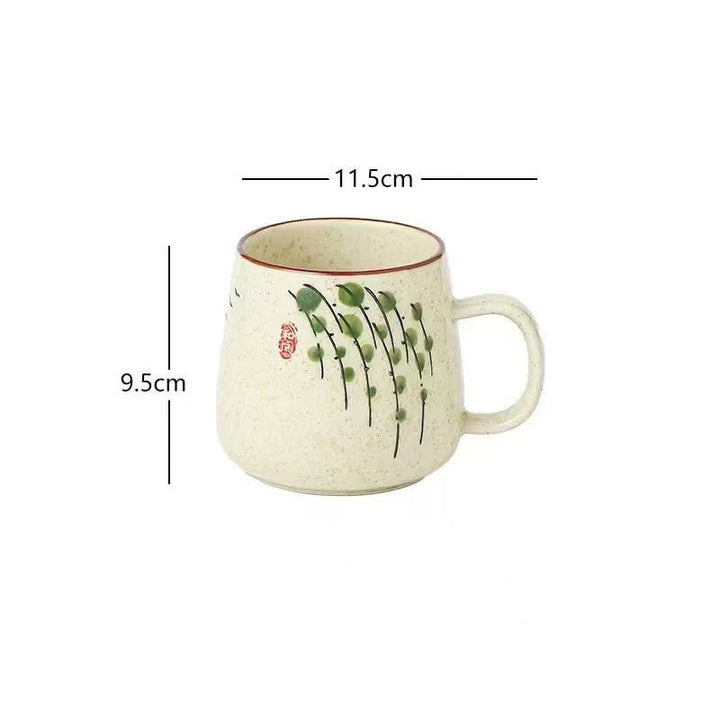 Buddha Stones Hand-Painted Koi Fish Lotus Bird Flower Willow Design Ceramic Mug 300ml - Willow - Approx. 300ml - image 4
