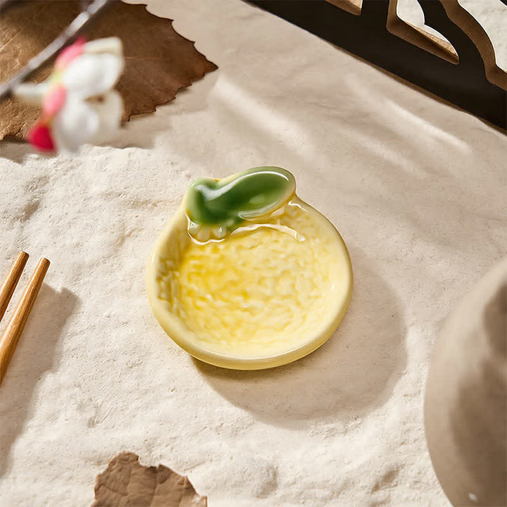 Buddha Stones Mini Ceramic Fruit Design Chopstick Holder - Tangerine Approx. 5 × 4.6 × 1 cm - image 2