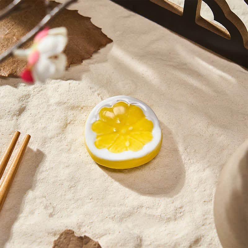 Buddha Stones Mini Ceramic Fruit Design Chopstick Holder - Lemon (Yellow) Approx. 3.5 × 3.5 × 1.9 cm - image 8