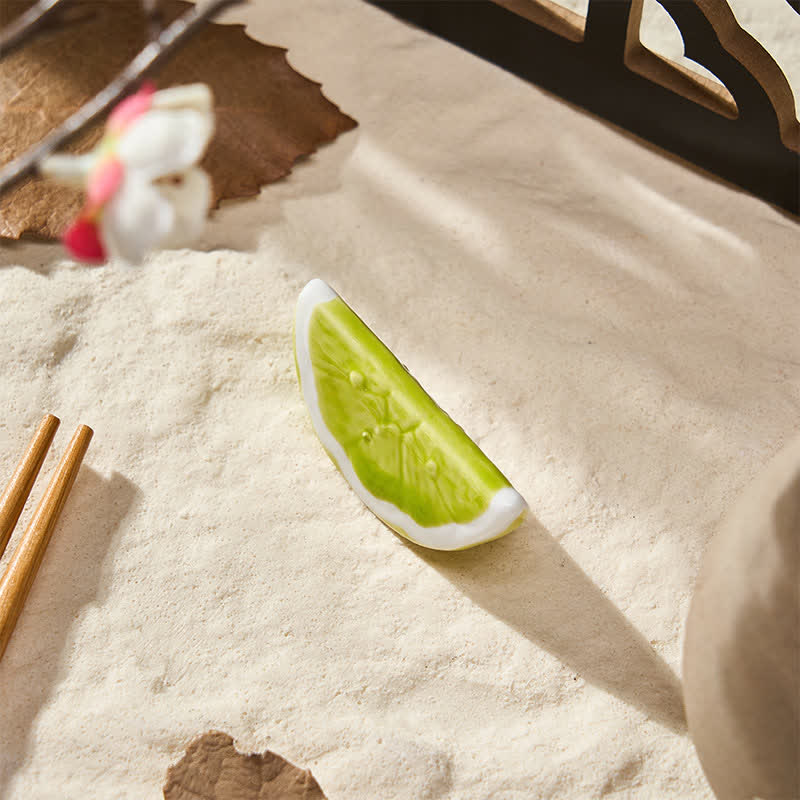 Buddha Stones Mini Ceramic Fruit Design Chopstick Holder - Green Tangerine Approx. 4.6 × 1.9 cm - image 15