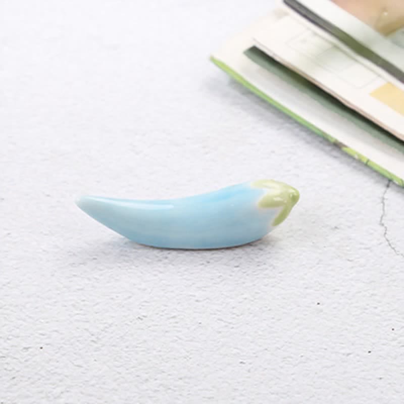 Buddha Stones Fresh Chili Pepper Handmade Ceramic Dining Chopstick Holder - Blue(Approx. 6.1 cm × 1.6 cm × 1.7 cm) - image 4