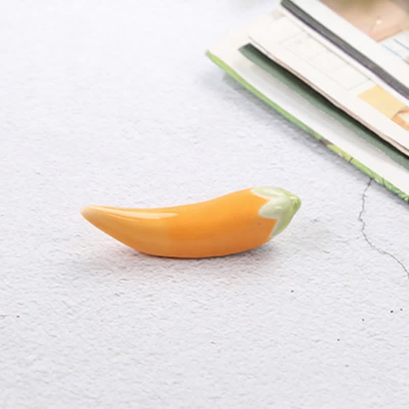 Buddha Stones Fresh Chili Pepper Handmade Ceramic Dining Chopstick Holder - Orange(Approx. 6.1 cm × 1.6 cm × 1.7 cm) - image 6