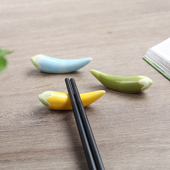 Buddha Stones Fresh Chili Pepper Handmade Ceramic Dining Chopstick Holder - image 14