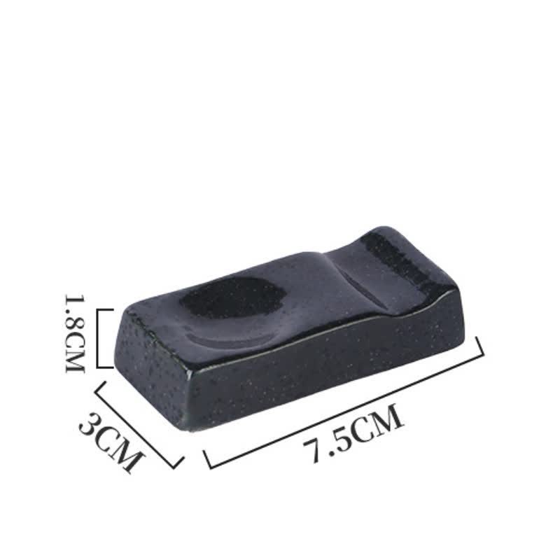 Buddha Stones Night Shadow Ceramic Minimalist Rectangular Chopstick Holder - Black(Approx. 7.5 cm × 3.0 cm × 1.8 cm) - image 6