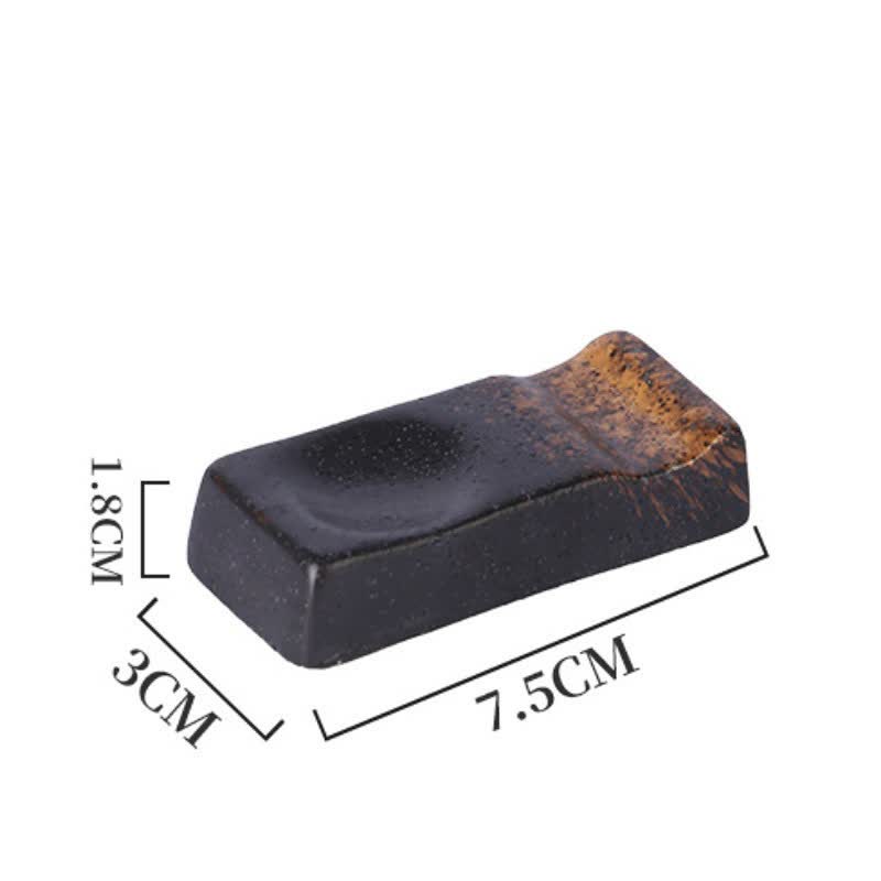 Buddha Stones Night Shadow Ceramic Minimalist Rectangular Chopstick Holder - Black Brown(Approx. 7.5 cm × 3.0 cm × 1.8 cm) - image 2