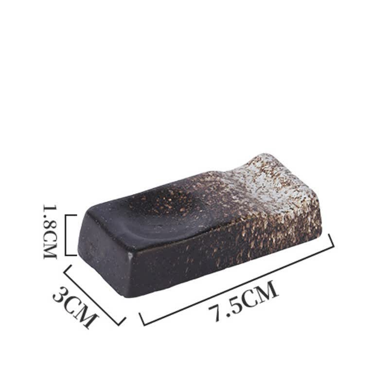 Buddha Stones Night Shadow Ceramic Minimalist Rectangular Chopstick Holder - Black White Spots(Approx. 7.5 cm × 3.0 cm × 1.8 cm) - image 5