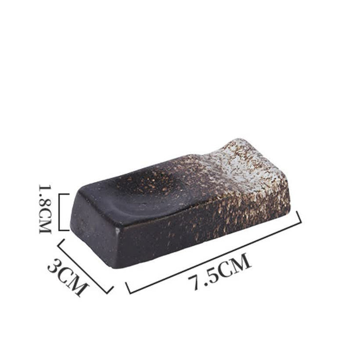 Buddha Stones Night Shadow Ceramic Minimalist Rectangular Chopstick Holder - Black White Spots(Approx. 7.5 cm × 3.0 cm × 1.8 cm) - image 5