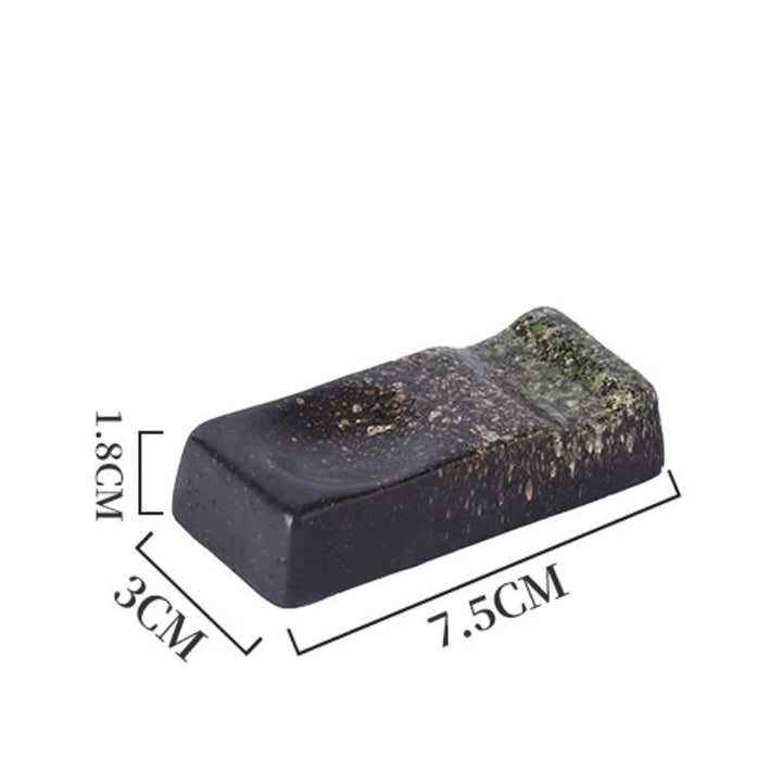 Buddha Stones Night Shadow Ceramic Minimalist Rectangular Chopstick Holder - Black Green(Approx. 7.5 cm × 3.0 cm × 1.8 cm) - image 3